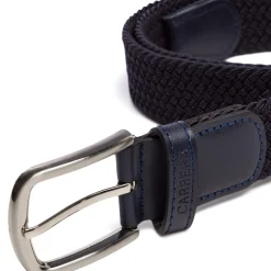 Cintura da Uomo Blu Intrecciata con Fibbia in Metallo Carrera