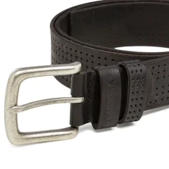 Cintura da uomo in pelle nera con dettagli traforati Carrera Jeans