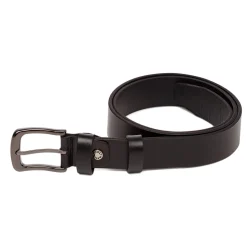 Cintura da Uomo Nera in Pelle con Fibbia Gunmetal Navigare
