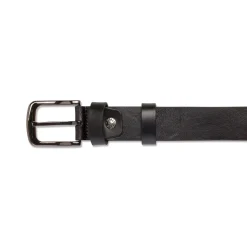 Cintura da Uomo Nera in Pelle con Fibbia Gunmetal Navigare