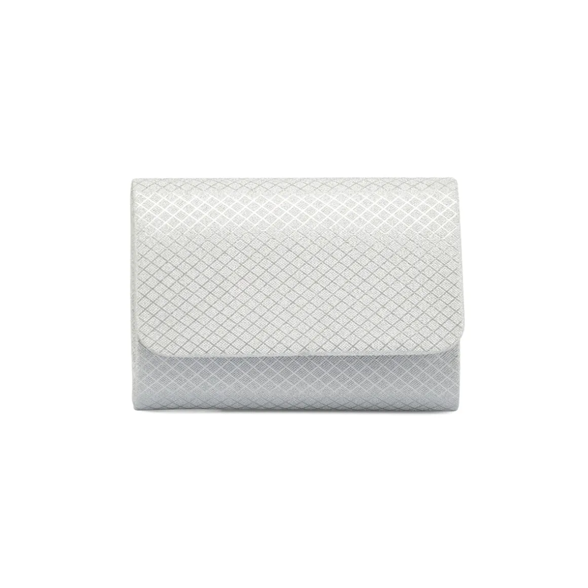 Clutch rigida Argento da Donna con texture geometrica Lora Ferres