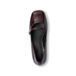 Décolleté da donna bordeaux effetto vernice Swish Jeans con tacco 5,5 cm e cinturino alla caviglia
