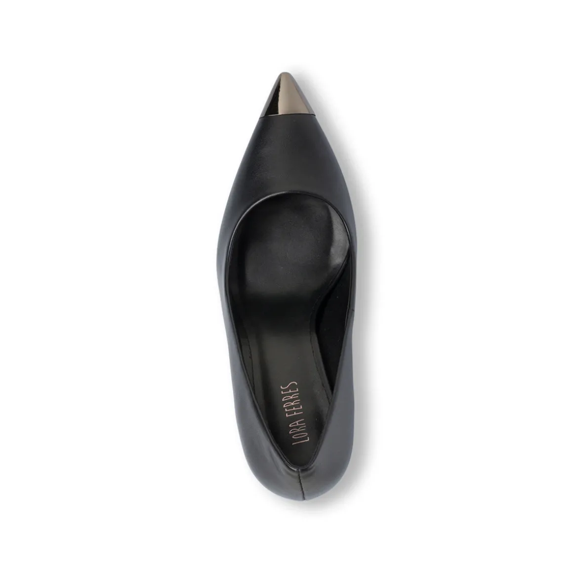 Décolleté da donna nere con tacco 8,5 cm e dettaglio laminato Lora Ferres
