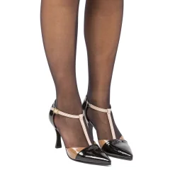 Décolleté da donna nere e beige Lora Ferres con tacco 9 cm