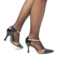 Décolleté da donna nere e beige Lora Ferres con tacco 9 cm