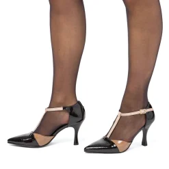 Décolleté da donna nere e beige Lora Ferres con tacco 9 cm