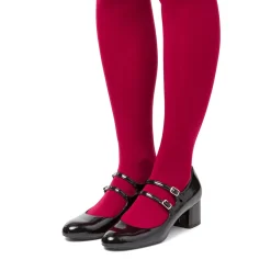 Décolleté Mary Jane bebé donna nere effetto vernice con tacco 5 cm P Soft