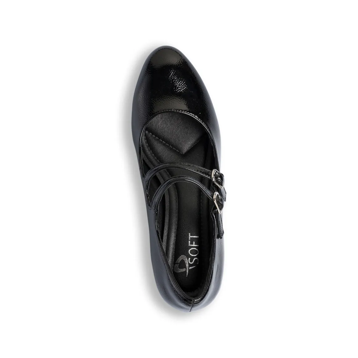 Décolleté Mary Jane bebé donna nere effetto vernice con tacco 5 cm P Soft