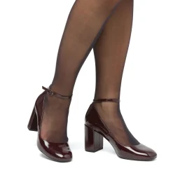 Décolleté Mary Jane bordeaux da donna effetto vernice con tacco 7,5 cm Lora Ferres