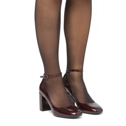 Décolleté Mary Jane bordeaux da donna effetto vernice con tacco 7,5 cm Lora Ferres