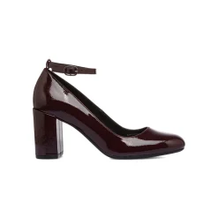 Décolleté Mary Jane bordeaux da donna effetto vernice con tacco 7,5 cm Lora Ferres
