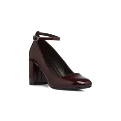 Décolleté Mary Jane bordeaux da donna effetto vernice con tacco 7,5 cm Lora Ferres
