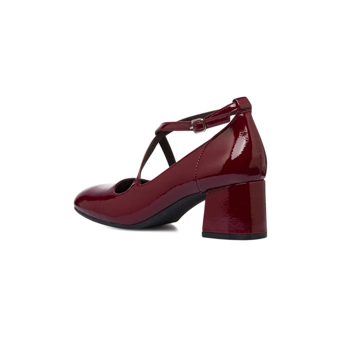 Décolleté Mary Jane bordeaux burgundy da donna con cinturini incrociati Swish Jeans tacco 5,5 cm