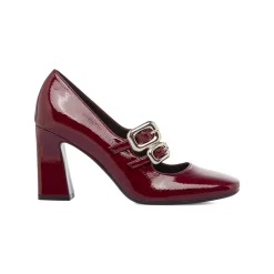 Décolleté Mary Jane da donna bordeaux burgundy effetto vernice con tacco 8 cm Swish Jeans