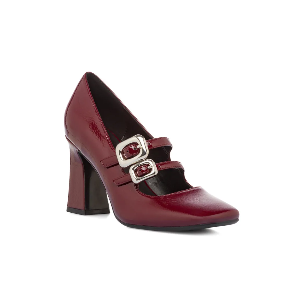 Décolleté Mary Jane da donna bordeaux burgundy effetto vernice con tacco 8 cm Swish Jeans