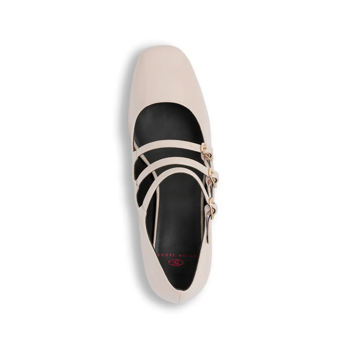 Décolleté Mary Jane da donna beige effetto vernice Swish Jeans con tacco 6 cm e cinturino alla caviglia