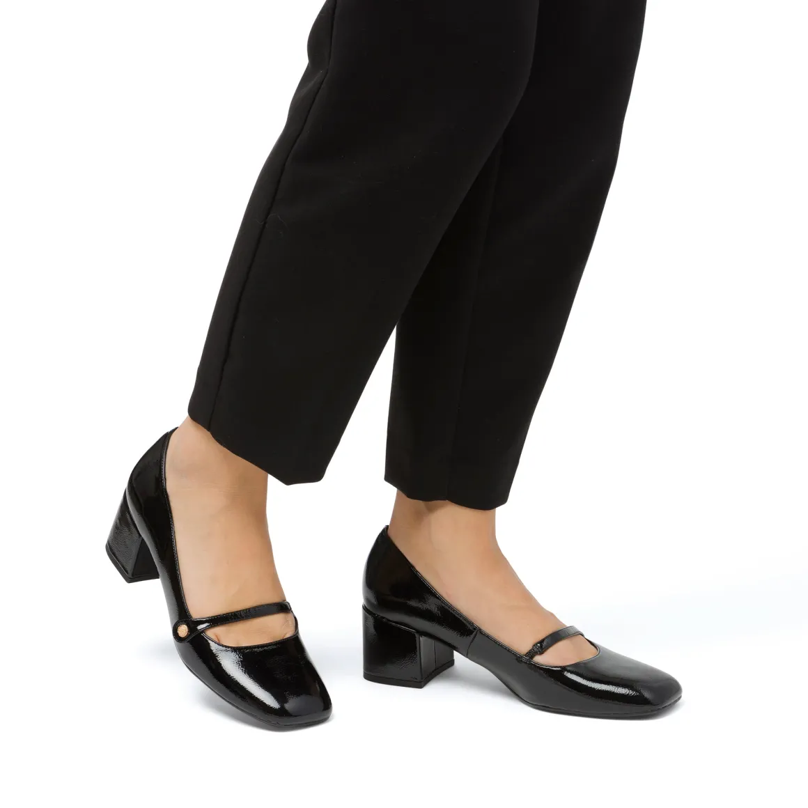 Décolleté Mary Jane da donna nere effetto vernice Swish Jeans con tacco 5 cm