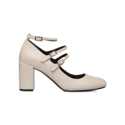 Décolleté Mary Jane da donna bianco off-white Lora Ferres con tacco 7,5 cm e cinturini