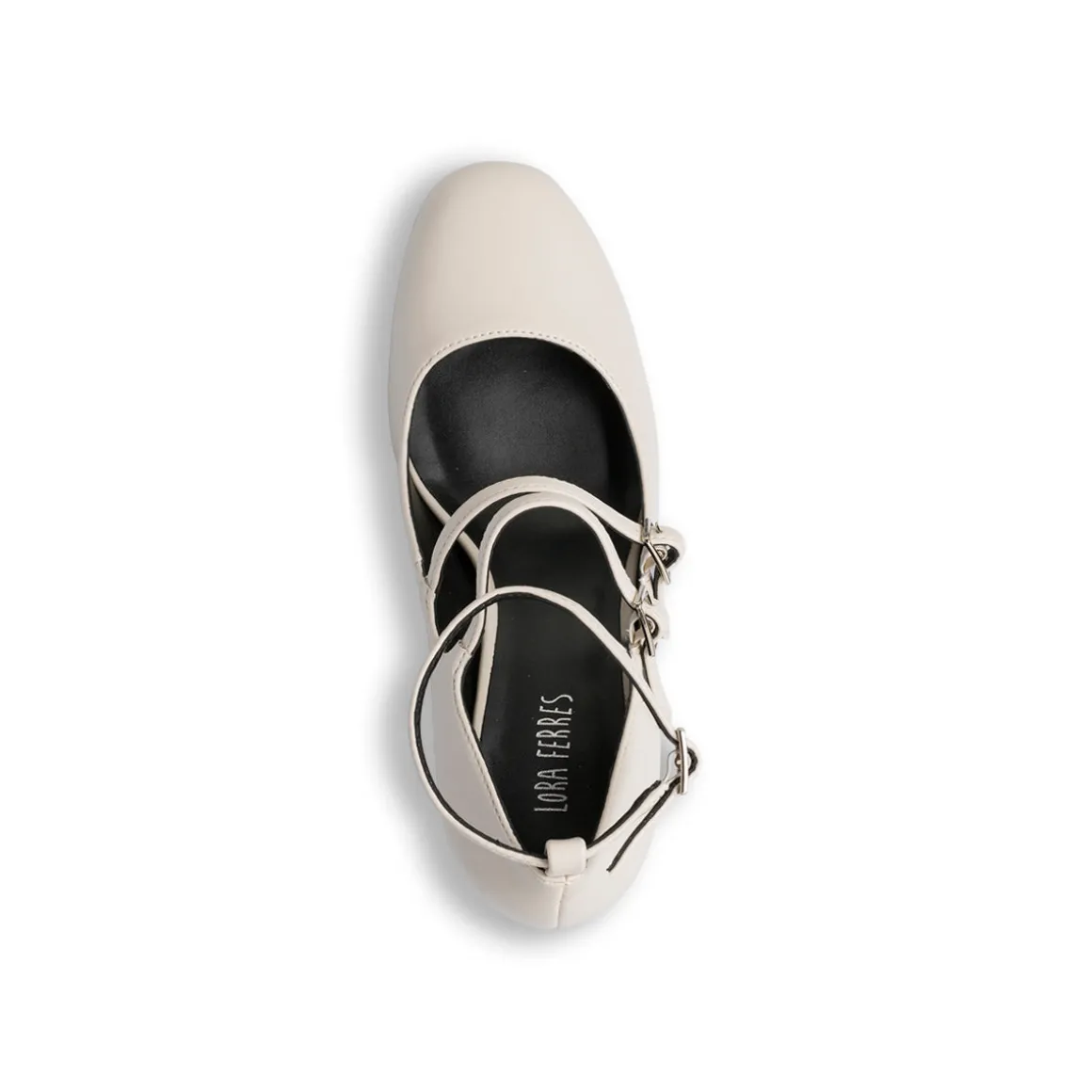 Décolleté Mary Jane da donna bianco off-white Lora Ferres con tacco 7,5 cm e cinturini
