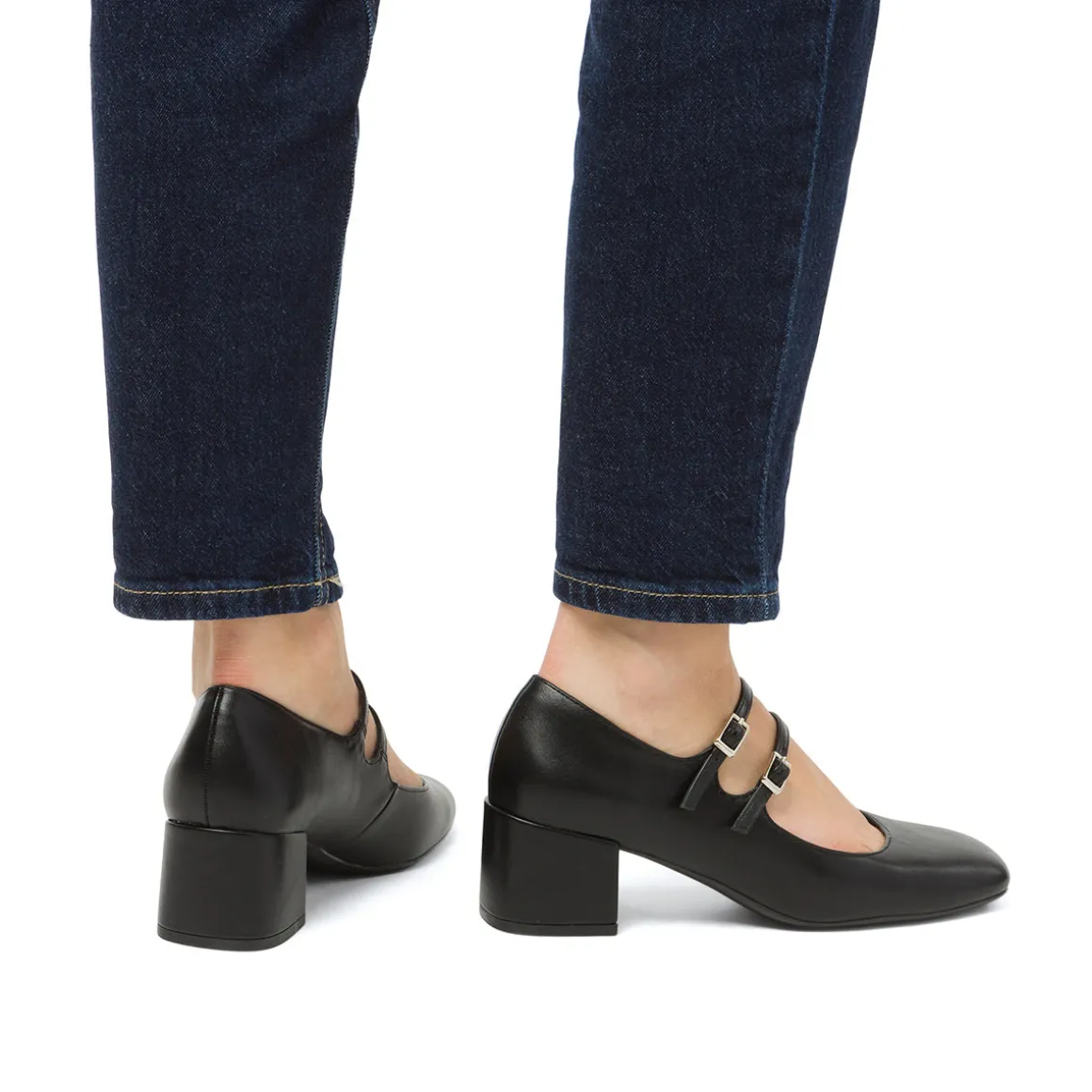 Décolleté Mary Jane da donna nere Swish Jeans con tacco 5,5 cm e cinturino alla caviglia