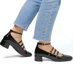 Décolleté Mary Jane nere da donna effetto vernice con tacco 4 cm Swish Jeans