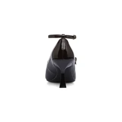 Décolleté Mary Jane nere effetto vernice da donna Lora Ferres con cinturini e tacco rocchetto 7 cm