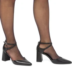 Décolleté Mary Jane nere Lora Ferres da donna con tacco 7 cm e cinturino