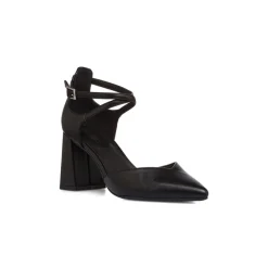 Décolleté Mary Jane nere Lora Ferres da donna con tacco 7 cm e cinturino