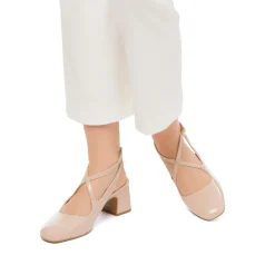Décolleté Mary Jane nude in vernice con cinturini incrociati e tacco a blocco 5,5 cm Swish Jeans