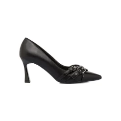 Décolleté nere da Donna con fibbie e borchie tacco 7,5 cm Lora Ferres