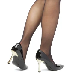 Décolleté nere da donna effetto vernice con tacco stiletto 9 cm Lora Ferres
