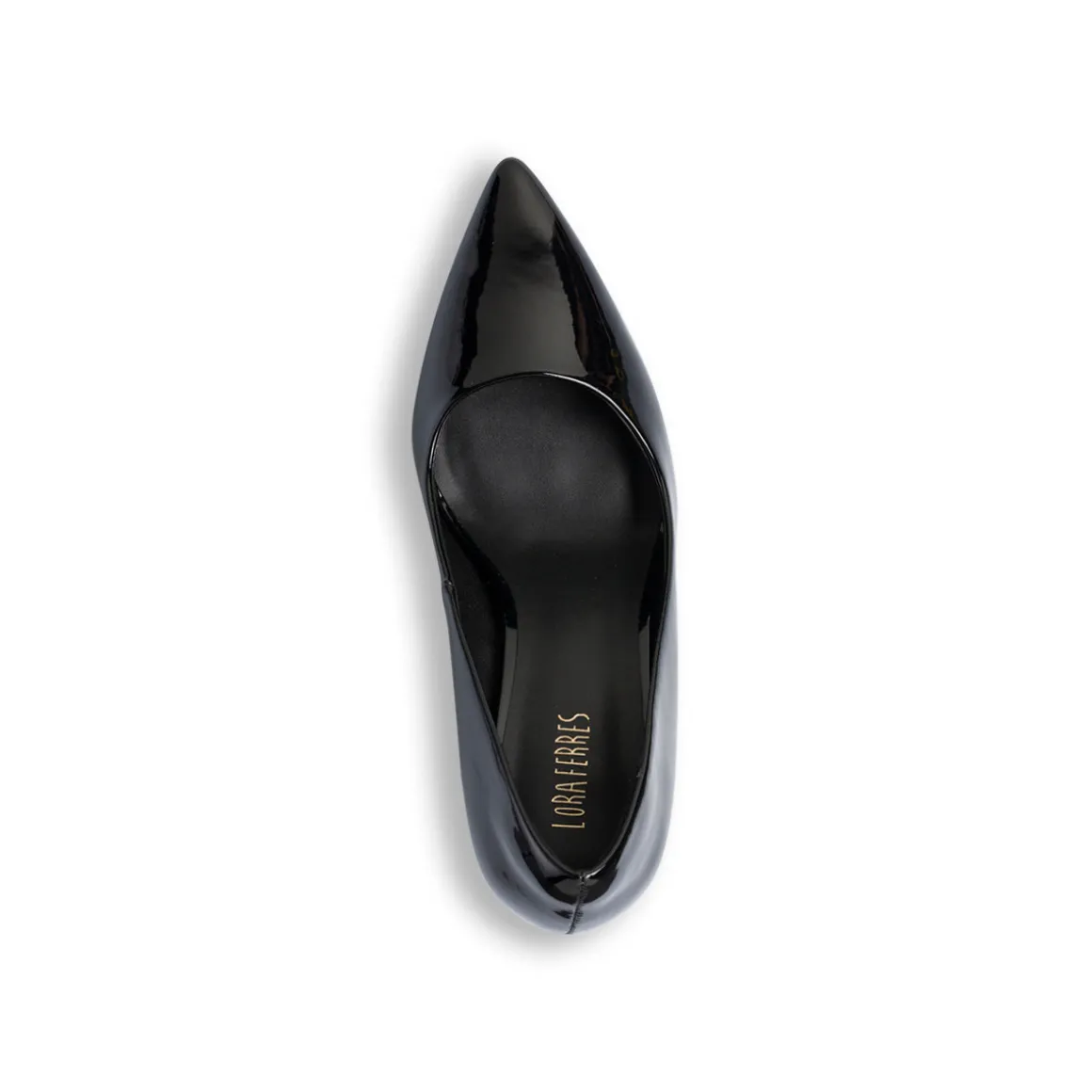 Décolleté nere da donna effetto vernice con tacco stiletto 9 cm Lora Ferres