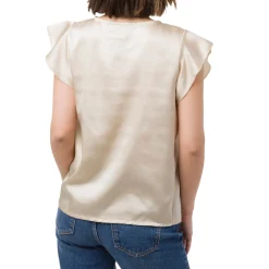 Elegante t-shirt effetto raso beige da Donna Swish Jeans