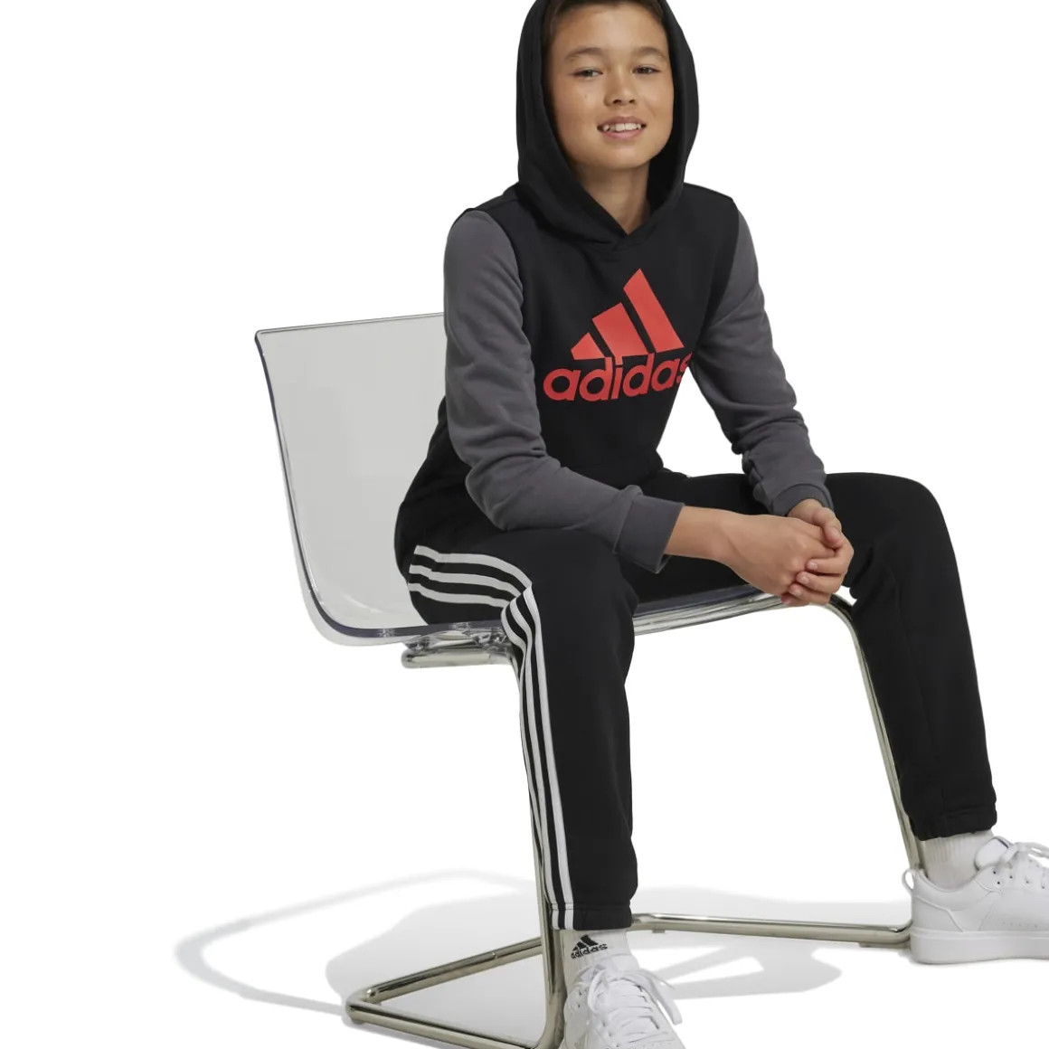 Felpa bambino con cappuccio Essentials Big Logo Colorblock