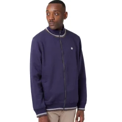 Felpa blu da Uomo con zip e logo frontale Navy Sail