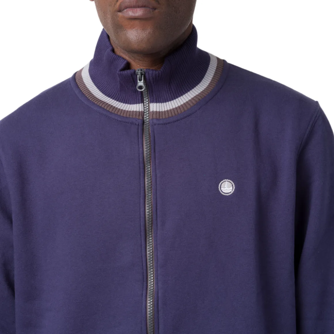 Felpa blu da Uomo con zip e logo frontale Navy Sail