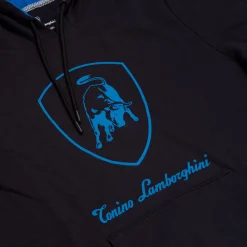 Felpa con cappuccio da uomo blu navy con logo Tonino Lamborghini