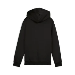 Felpa con cappuccio da uomo nera con maxi logo giallo Puma