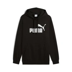 Felpa con Cappuccio da Uomo Nera con Logo Puma ESS No.1