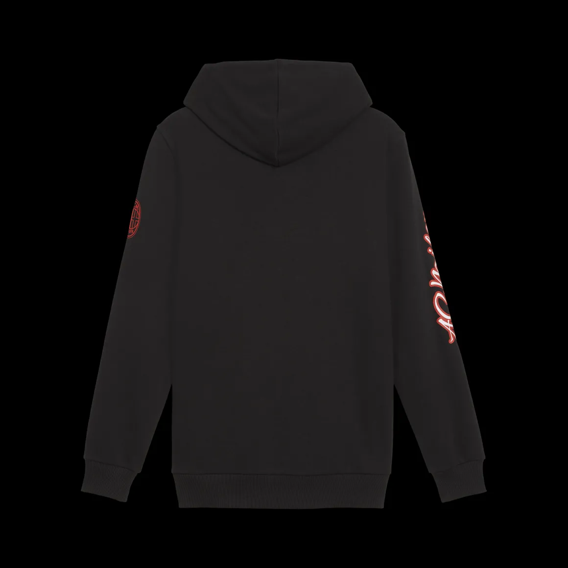 Felpa con cappuccio nera da uomo con tasca a marsupio Puma AC Milan Ftblicons