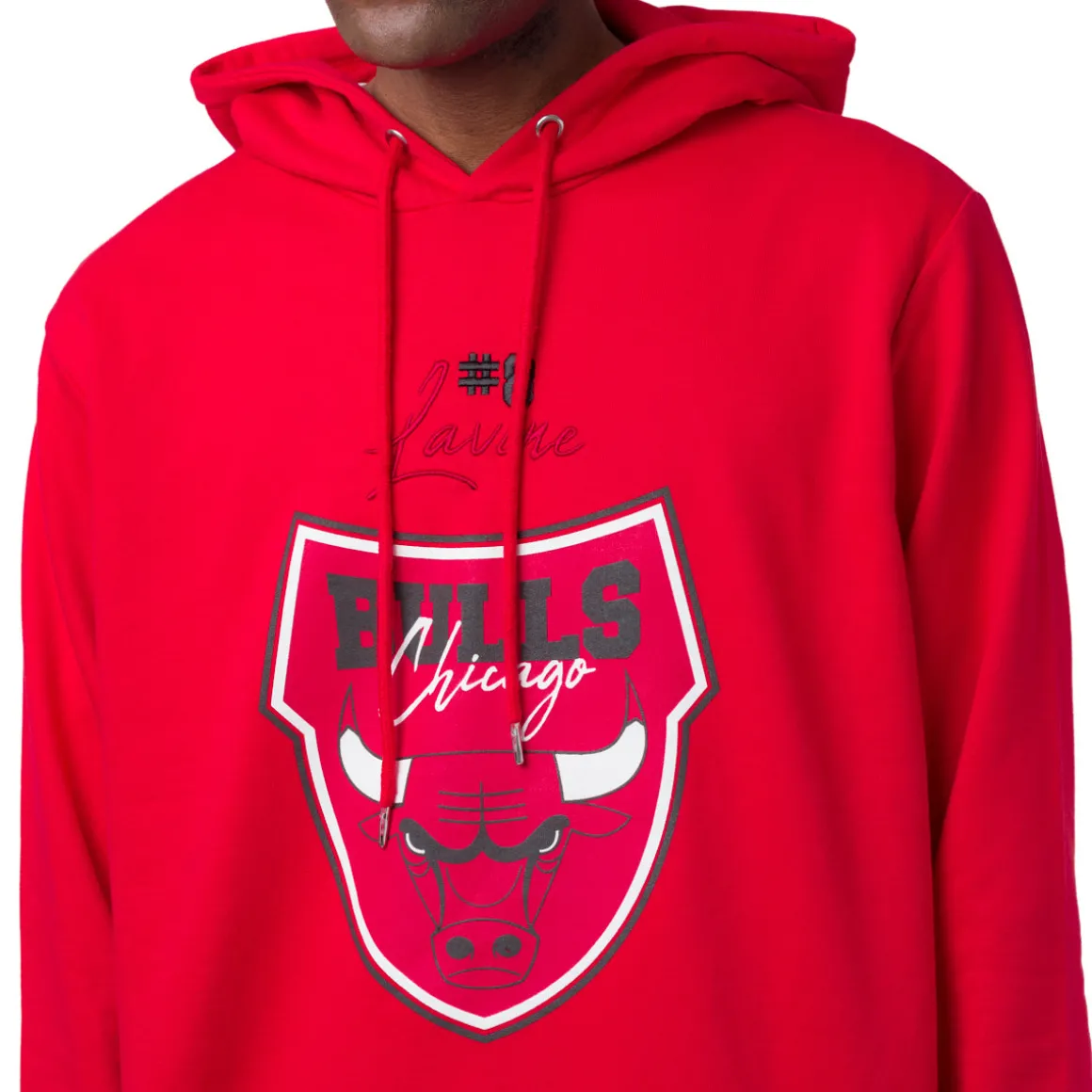 Felpa con cappuccio Rossa da Uomo con tasche e stampa Chicago Bulls e Lavine NBA