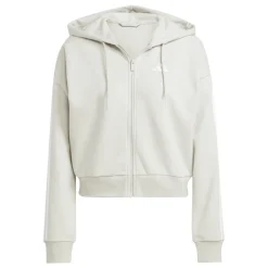 Felpa con zip bianca da Donna adidas W 3S FT FZ HD