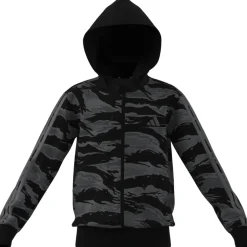 Felpa con zip da Ragazzo e Ragazza nera con stampa camouflage adidas