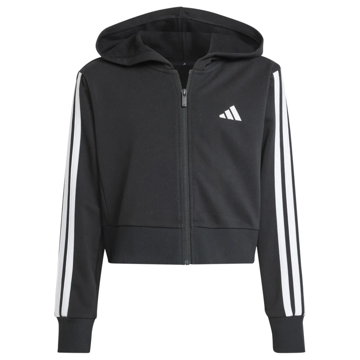 Felpa con zip e cappuccio nera da Ragazza con bande laterali adidas