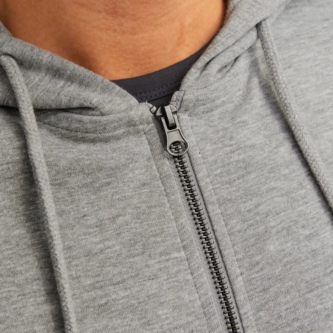 Felpa da uomo grigia con zip e cappucio Jack & Jones