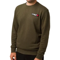 Felpa girocollo da uomo verde militare con logo Ducati Scrambler