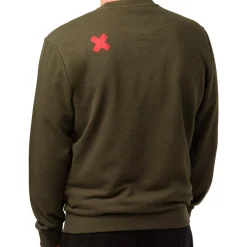Felpa girocollo da uomo verde militare con logo Ducati Scrambler
