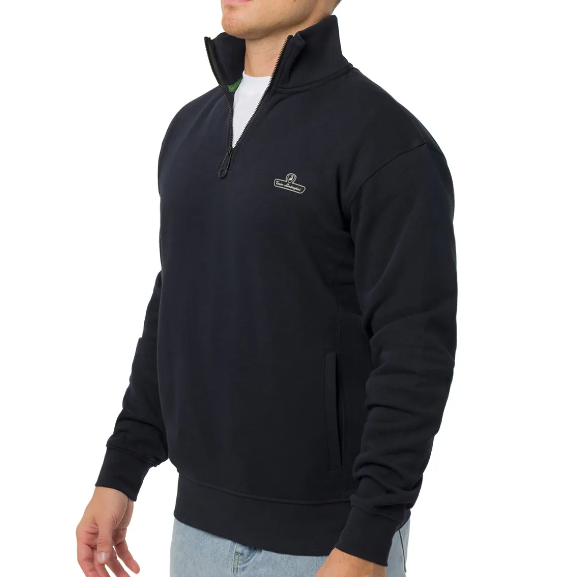 Felpa in jersey blu con zip corta da Uomo Tonino Lamborghini