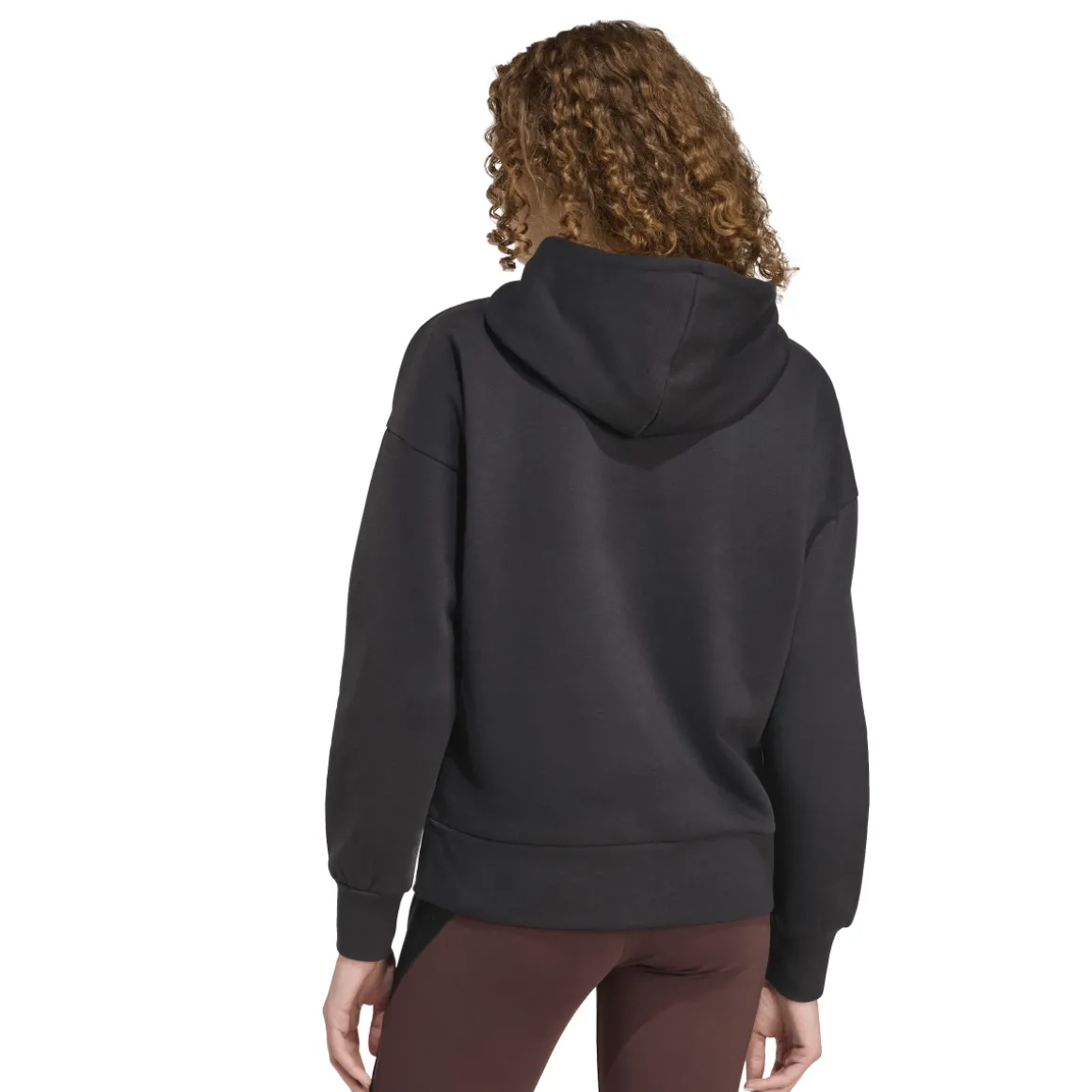Felpa nera da donna con cappuccio e logo adidas