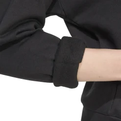 Felpa nera da donna con cappuccio e logo adidas
